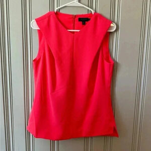 Ted Baker Sleeveless Coral Top V Neck, Size Small (Sz 2) Pink Orange Business